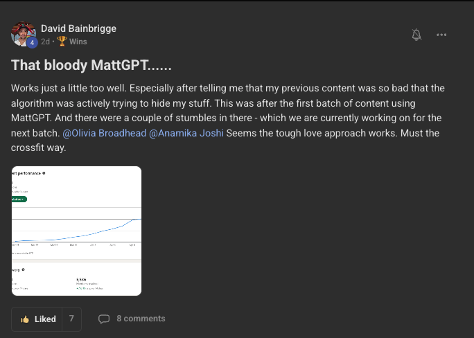 David Bainbrigge, impressions up 564%