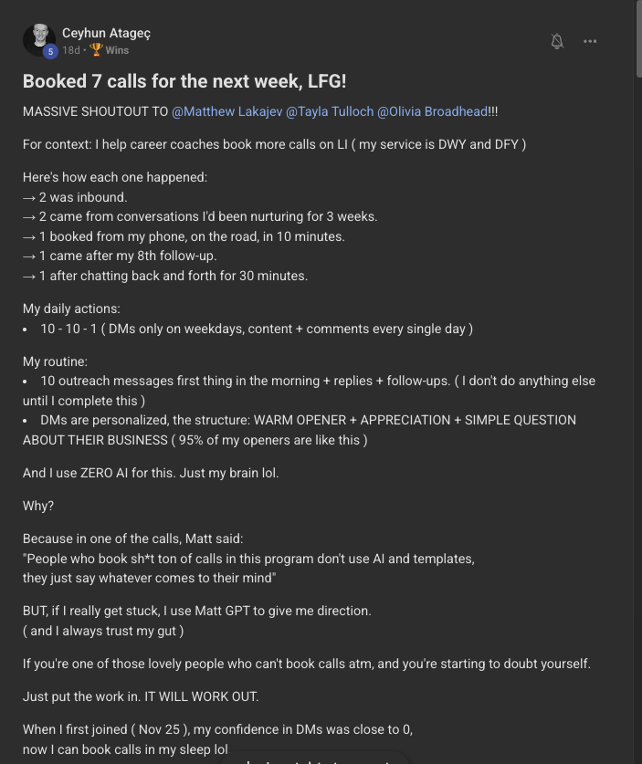 Ceyhun Atagec, 7 calls in one week
