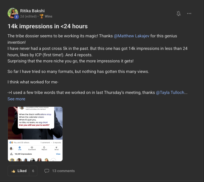 Hilda Bahiri, 14K impressions in under 24 hours