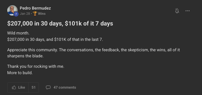 Pedro Bermudez, $207,000 in 30 days